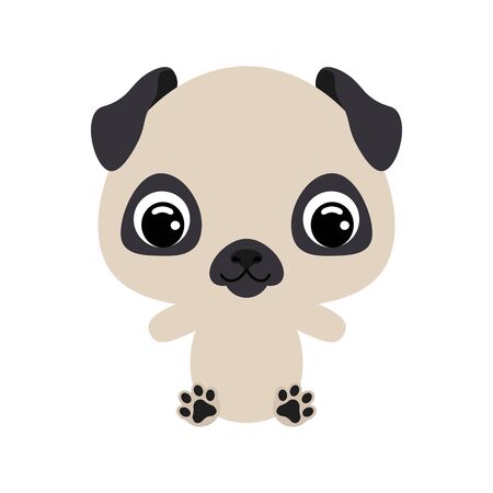 Cute little sitting dog. Domestic animal. Cartoon character for baby print design, kids wear, baby shower celebration, greeting and invitation card. Flat vector stock illustration on white backgroundのイラスト素材