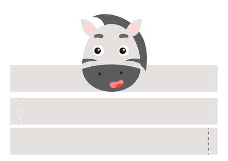 Printable zebra paper headband. Party crown die cut template for birthday, christmas, baby shower. Fun accessory for entertainment. Print, cut and glue. Vector stock illustration.のイラスト素材