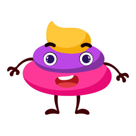 Cute rainbow colored poop of unicorn. Magic unicorn poop character for print, sticker, poster, card concept. Funny excrement art. Bright colored stock vector illustration.のイラスト素材