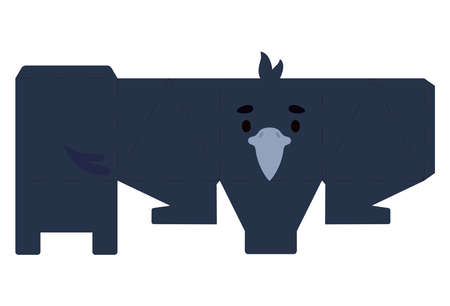 Party favor box raven design for sweets, candies, small presents, bakery. Package template, great design for any purposes, birthdays, baby showers, halloween, christmas. Vector stock illustration.のイラスト素材