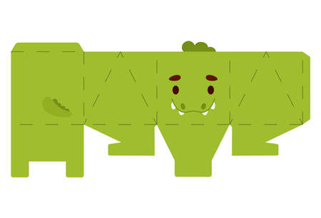 Party favor box crocodile design for sweets, candies, small presents, bakery. Package template, great design for any purposes, birthdays, baby showers, halloween, christmas. Vector stock illustrationのイラスト素材