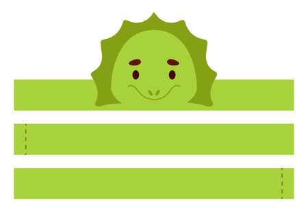 Printable iguana paper crown. Diy cut party ribbon template for birthday, christmas, baby shower. Fun accessory for entertainment. Print, cut and glue. Vector stock illustration.のイラスト素材
