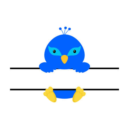 Cute peacock split monogram. Funny cartoon character for shirt, scrapbooking, print, greeting cards, baby shower, invitation, home decor. Bright colored childish stock vector illustration.のイラスト素材