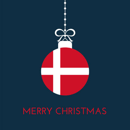 Merry Christmas and new year ball with Denmark flag. Christmas Ornament. Vector stock illustrationのイラスト素材