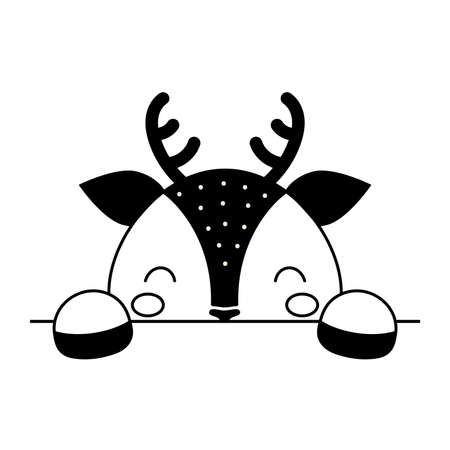 Cartoon deer face Scandinavian style. Cute animal for kids t-shirts, wear, nursery decoration, greeting cards, invitations, poster, house interior. Vector stock illustrationのイラスト素材