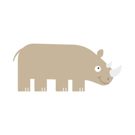 Cute little rhino isolated. Cartoon animal character for kids cards, baby shower, invitation, poster, t-shirt, house decor. Vector stock illustration.のイラスト素材