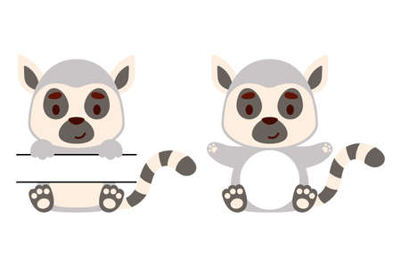 Cute little lemur split monogram. Funny cartoon character for kids t-shirts, nursery decoration,...
