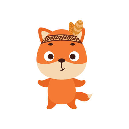 Cute tribal fox. wild and free. Cartoon animal character for kids t-shirts, nursery decoration, baby shower, greeting card, invitation, house interior. Vector stock illustrationのイラスト素材