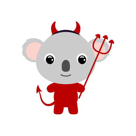 Cute little Halloween koala in a devil costume. Cartoon animal character for kids t-shirts, nursery...