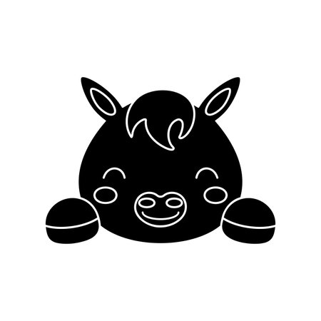 Cute Scandinavian horse head. Animal face for kids t-shirts, wear, nursery decoration, greeting cards, invitations, poster, house interior. Vector stock illustrationのイラスト素材