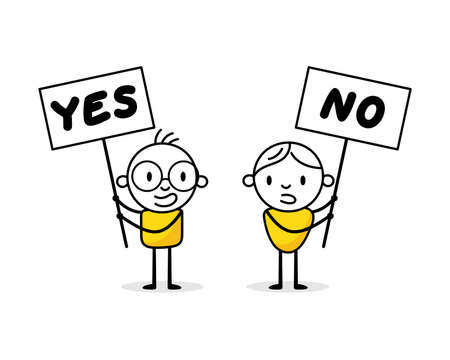 Men protesting with different opinions. Claim concept. Vector stock illustrationのイラスト素材