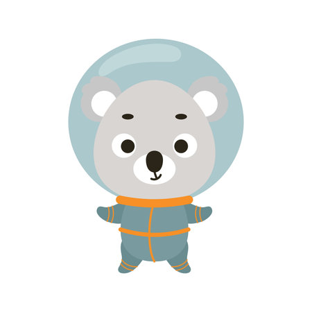 Cute little spaceman koala on white background. Cartoon animal character for kids t-shirts, nursery decoration, baby shower, greeting card, invitation, house interior. Vector stock illustration.のイラスト素材