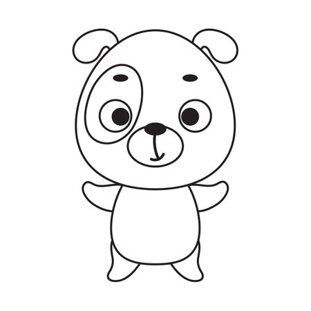 Coloring page cute little dog. Coloring book for kids. Educational activity for preschool years kids and toddlers with cute animal. Vector stock illustration.のイラスト素材