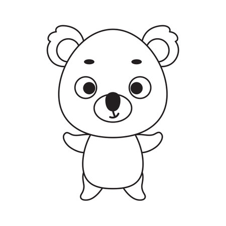 Coloring page cute little koala. Coloring book for kids. Educational activity for preschool years kids and toddlers with cute animal. Vector stock illustration.のイラスト素材