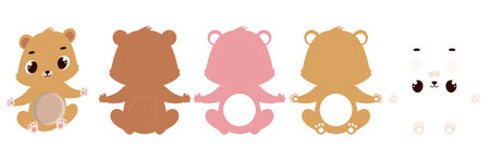 Cute lion candy ornament. Layered paper decoration treat holder for dome. Hanger for sweets, candy for birthday, baby shower, halloween, christmas. Print, cut out, glue. Vector illustrationのイラスト素材