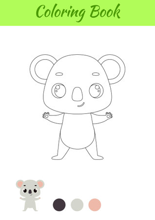 Coloring page happy koala. Coloring book for kids. Educational activity for preschool years kids and toddlers with cute animal. Vector stock illustration.のイラスト素材