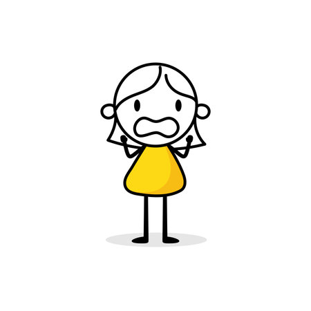 Shocked scared woman. Hand drawn doodle panicked or terrified characters in horror. Vector stock illustrationのイラスト素材
