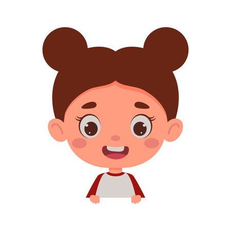 Cute little kid girl. Template for children design. Cartoon schoolgirl character. Vector illustrationのイラスト素材