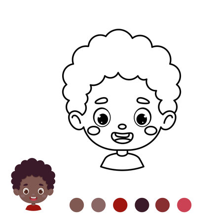 Cute and funny coloring page outline of a cartoon boy. Coloring book for kids. Educational activity for preschool years kids and toddlers. Vector stock illustrationのイラスト素材