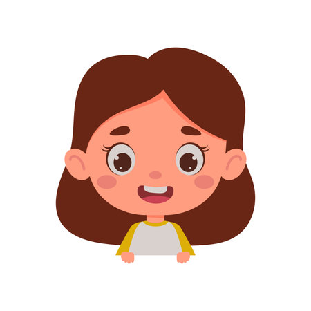 Cute little kid girl. Template for kids design. Cartoon schoolgirl character. vector illustration.のイラスト素材