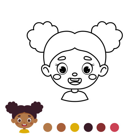 Cute and funny coloring page outline of a cartoon girl. Coloring book for kids. Educational activity for preschool years kids and toddlers. Vector stock illustrationのイラスト素材
