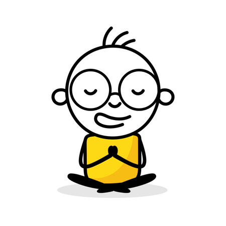 Man in lotus meditation yoga pose. Stress management, meditation or relaxation for life wellness, zen concept. Vector stock illustrationのイラスト素材