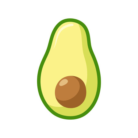 Funny cartoon avocado. cute fruits. Vector food illustration isolated on white background.のイラスト素材
