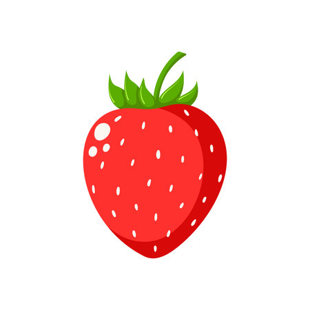 Funny cartoon strawberry. Cute berries. Vector food illustration isolated on white background.のイラスト素材