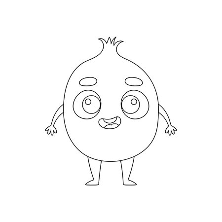 Coloring page funny pomegranate. Coloring book for kids. Educational activity for preschool years children and toddlers with cute animal. Vector illustration.のイラスト素材