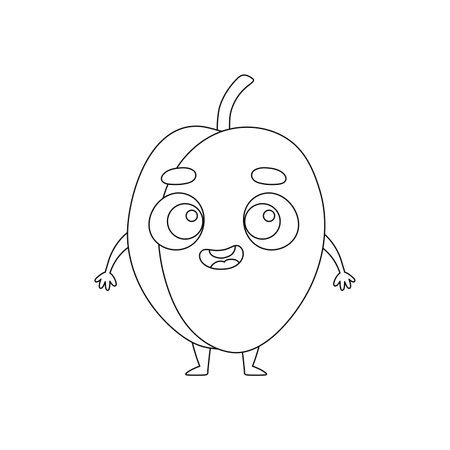 Coloring page funny plum. Coloring book for kids. Educational activity for preschool years children and toddlers with cute animal. Vector illustration.のイラスト素材