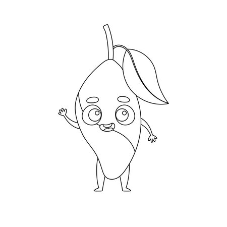Coloring page funny mango. Coloring book for kids. Educational activity for preschool years children and toddlers with cute animal. Vector illustration.のイラスト素材