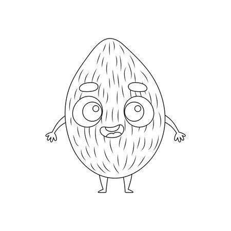 Coloring page funny coconut. Coloring book for kids. Educational activity for preschool years children and toddlers with cute animal. Vector illustration.のイラスト素材