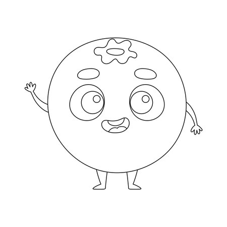 Coloring page funny blueberry. Coloring book for kids. Educational activity for preschool years kids and toddlers with cute animal. Vector illustrationのイラスト素材