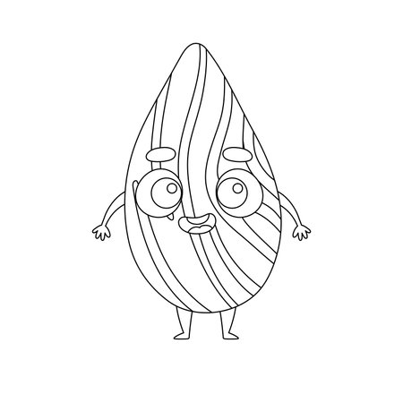 Coloring page funny almond. Coloring book for kids. Educational activity for preschool years kids and toddlers with cute animal. Vector illustrationのイラスト素材
