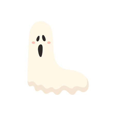 Cute Halloween alphabet letter L ghost character. Funny kids decorative lettering. for t-shirt, nursery decoration, baby shower, greeting card, invitation, scrapbooking. Vector stock illustrationのイラスト素材