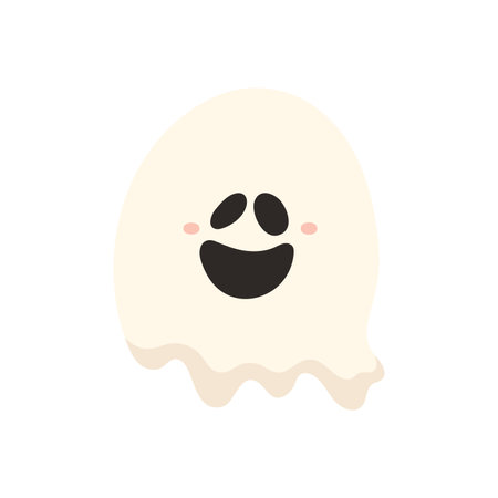 Cute Halloween alphabet letter Q ghost character. Funny kids decorative lettering. for t-shirt, nursery decoration, baby shower, greeting card, invitation, scrapbooking. Vector stock illustrationのイラスト素材