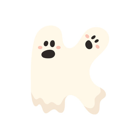Cute Halloween alphabet letter K ghost character. Funny kids decorative lettering. for t-shirt, nursery decoration, baby shower, greeting card, invitation, scrapbooking. Vector stock illustrationのイラスト素材