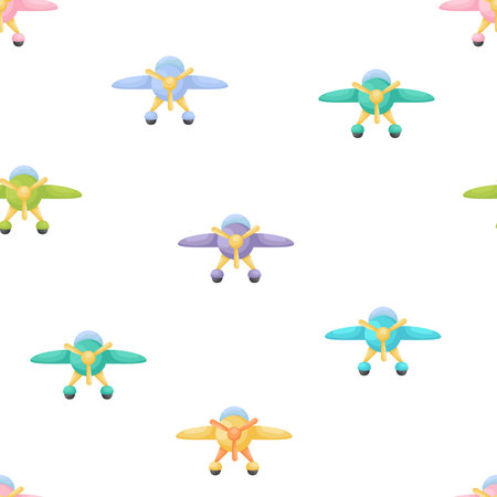 Cute childrens seamless pattern with planes. Creative kids texture for fabric, wrapping, textile, wallpaper, apparel. Vector illustrationのイラスト素材