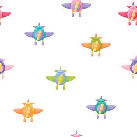 Cute childrens seamless pattern with planes. Creative kids texture for fabric, wrapping, textile, wallpaper, apparel. Vector illustrationのイラスト素材