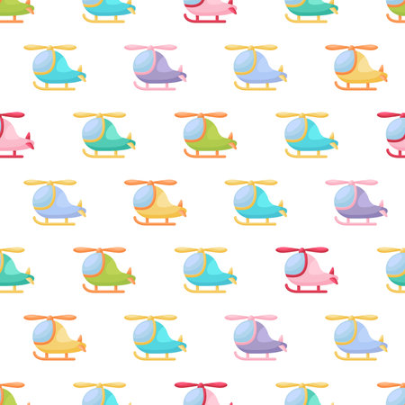 Cute children's seamless pattern with hellicopters. Creative kids texture for fabric, wrapping, textile, wallpaper, apparel. Vector illustration.のイラスト素材