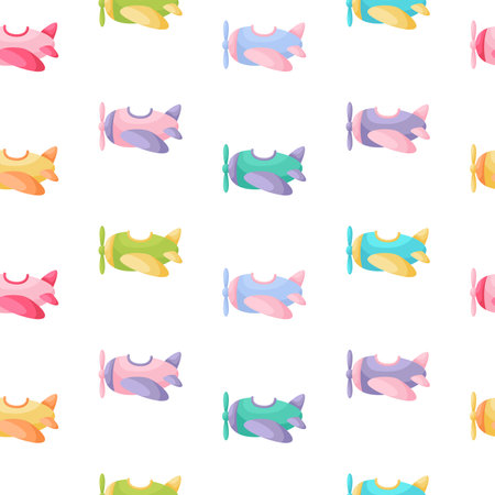 Cute childrens seamless pattern with planes. Creative kids texture for fabric, wrapping, textile, wallpaper, apparel. Vector illustrationのイラスト素材