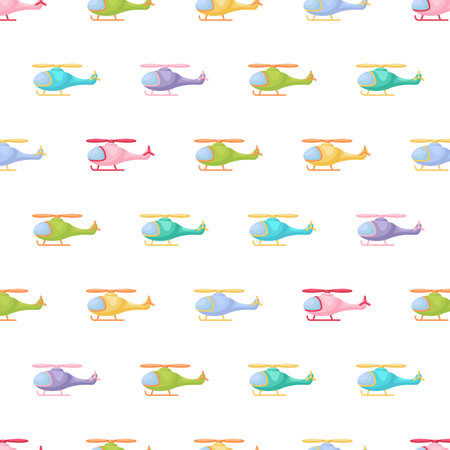 Cute childrens seamless pattern with hellicopters. Creative kids texture for fabric, wrapping, textile, wallpaper, apparel. Vector illustrationのイラスト素材