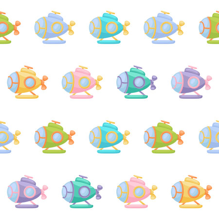 Cute childrens seamless pattern with submarines. Creative kids texture for fabric, wrapping, textile, wallpaper, apparel. Vector illustrationのイラスト素材
