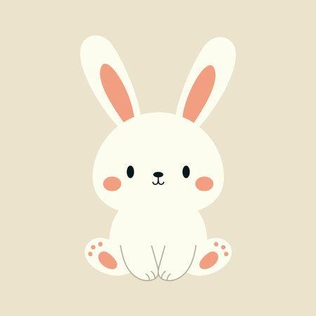 Cute boho little Easter bunny. Cartoon rabbit character for kids cards, baby shower, invitation, poster. Vector stock illustrationのイラスト素材