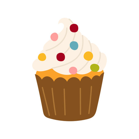 Cute boho cupcake. Sweet dessert for kids cards, baby shower, invitation, poster. Vector stock illustration in childish styleのイラスト素材