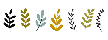 Set of simple abstract hand drawn flowers. Floral springtime prints design. Vector stock illustrationのイラスト素材
