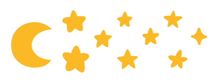 Boho moon and stars. Set of children elements in boho style for baby shower, party, poster, nursery decor. Vector stock illustrationのイラスト素材