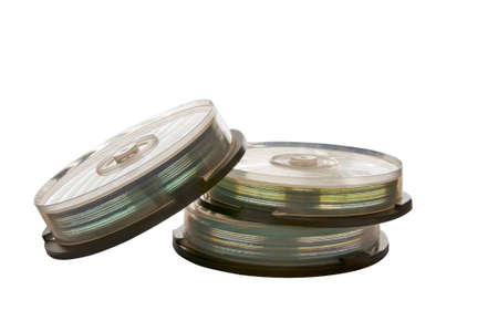 Cd discs in cases isolated on the white backgroundの写真素材