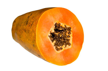 Cut papaya isolated on the white background の写真素材