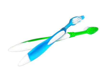 Two isolated tooth brushes の写真素材
